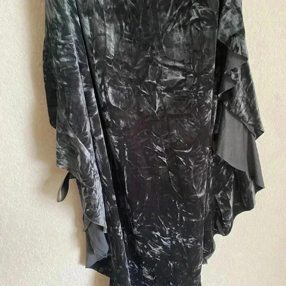 Silence + Noise Luna Velvet Strapless Ruffle Asymmetrical Goth Midi Dress S - Picture 13 of 14